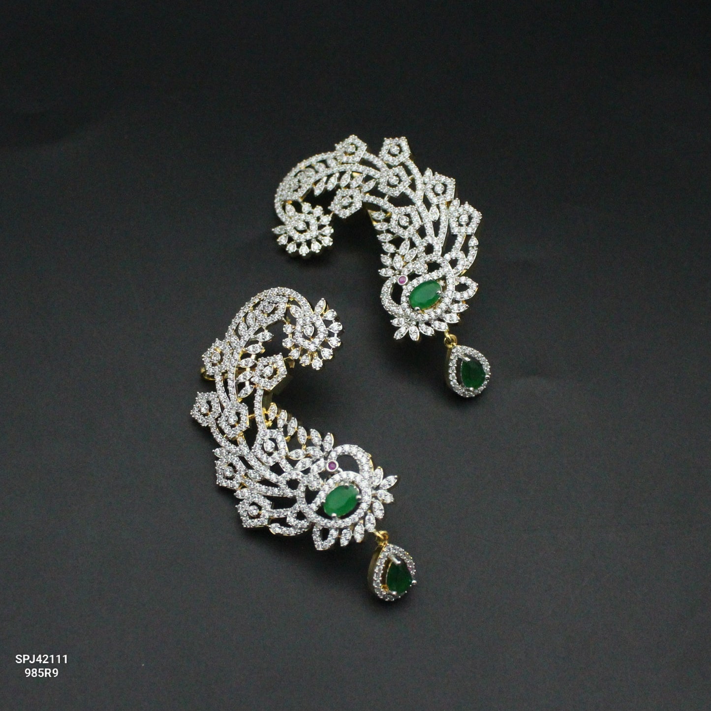 GJ Peacock Ear cuffs Green