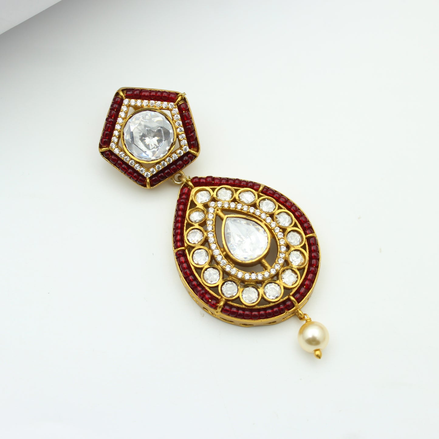 White Moissanite Pendant Set With Screw Back Earrings