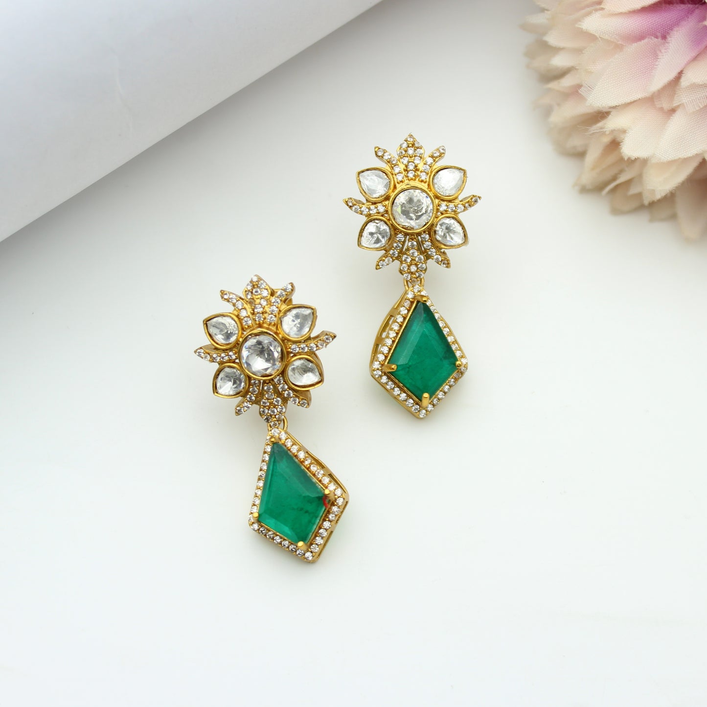 Moissanite Green Earrings