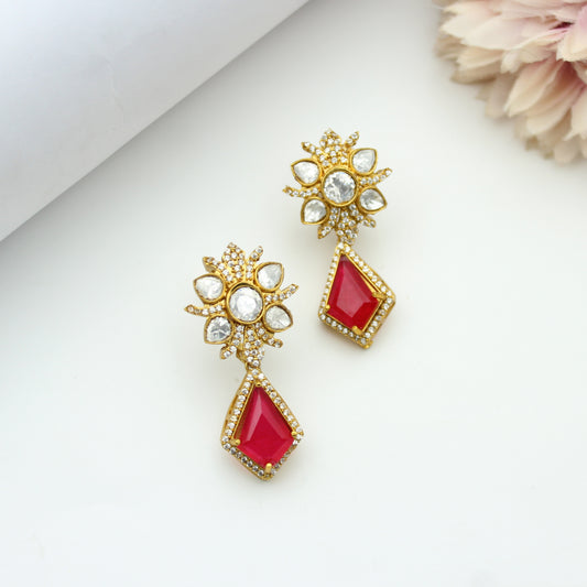 Moissanite Red Earrings