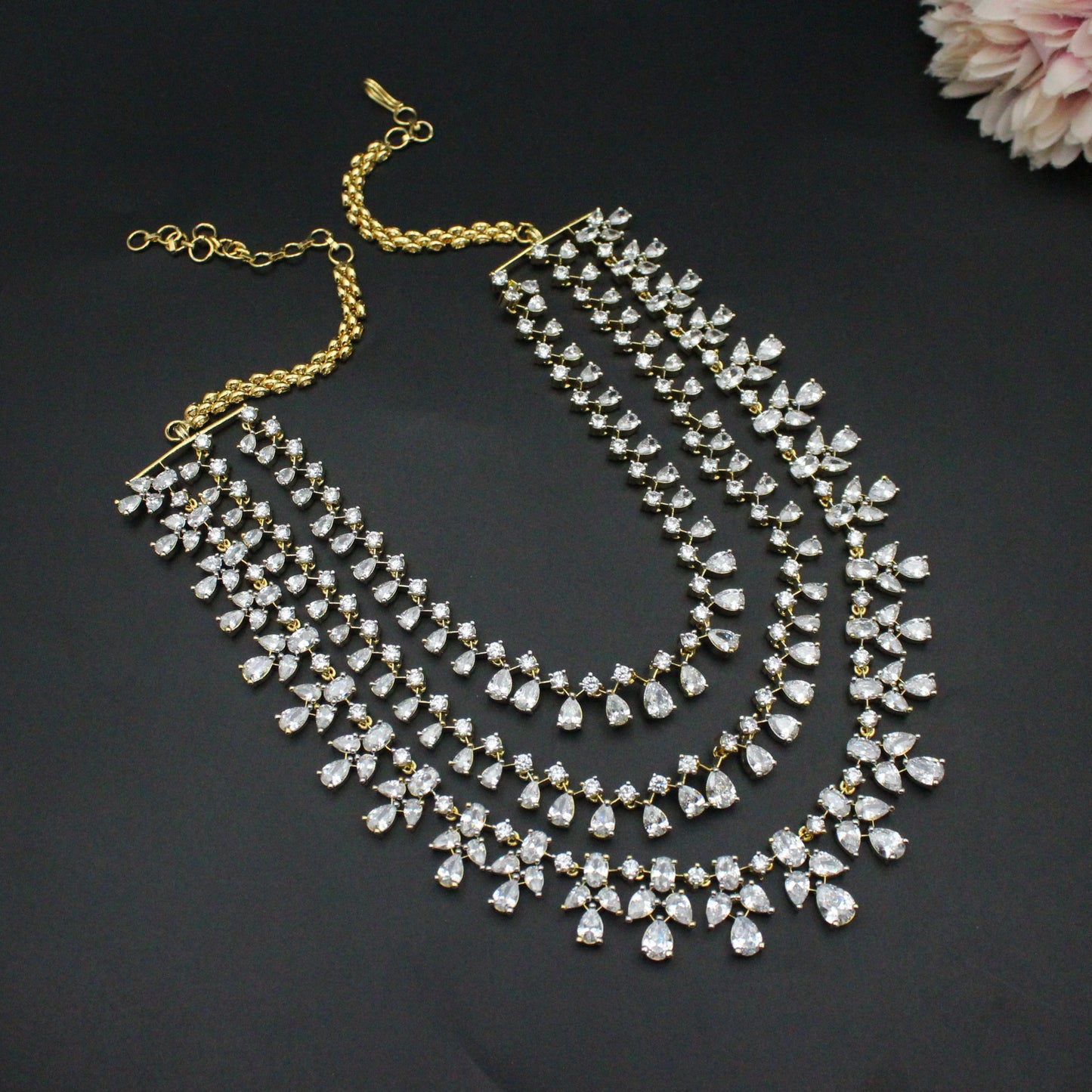 GJ 3 Layers White Necklace