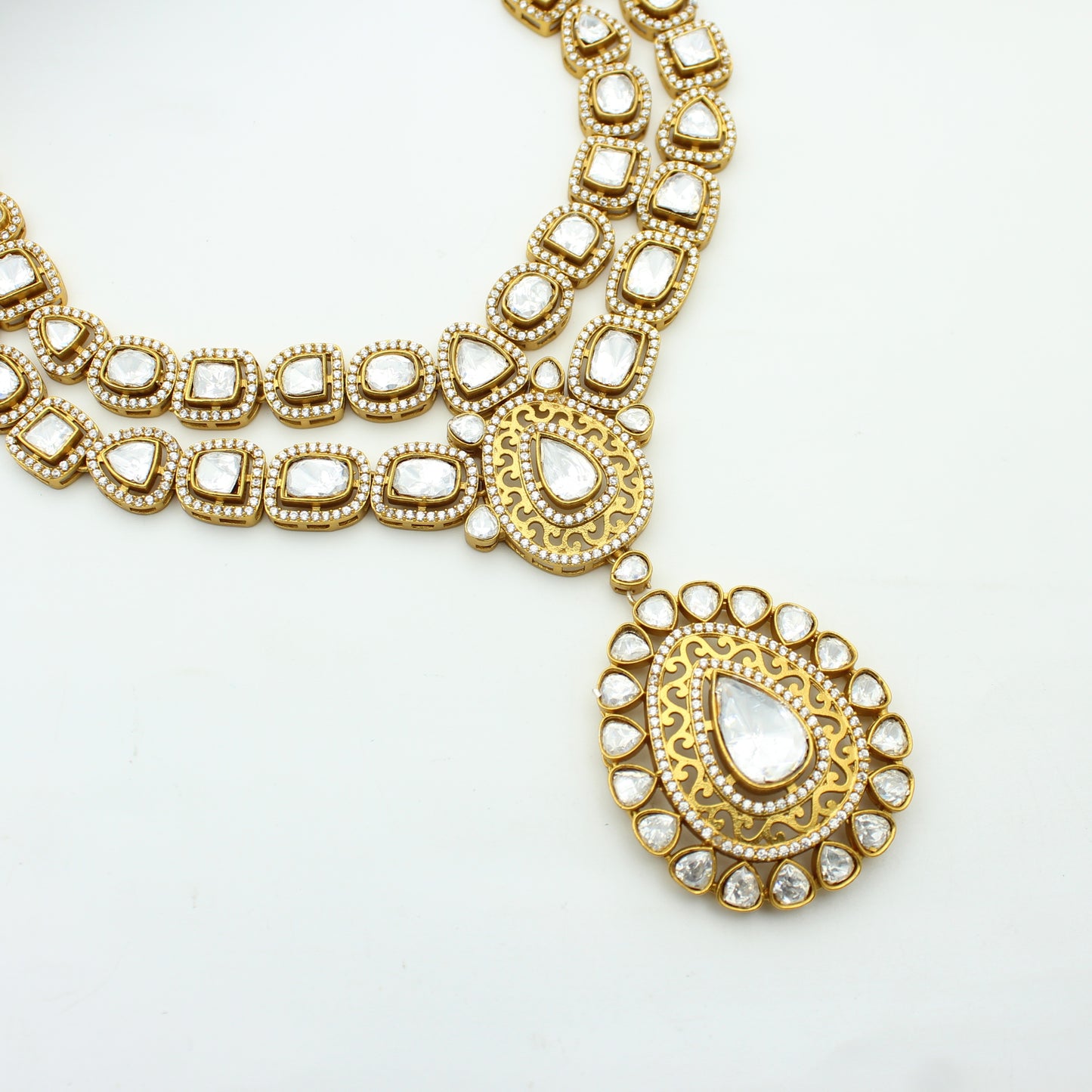 Victorian Moissanite 2 Layers Short Necklace Set