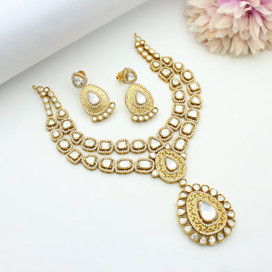 Victorian Moissanite 2 Layers Short Necklace Set