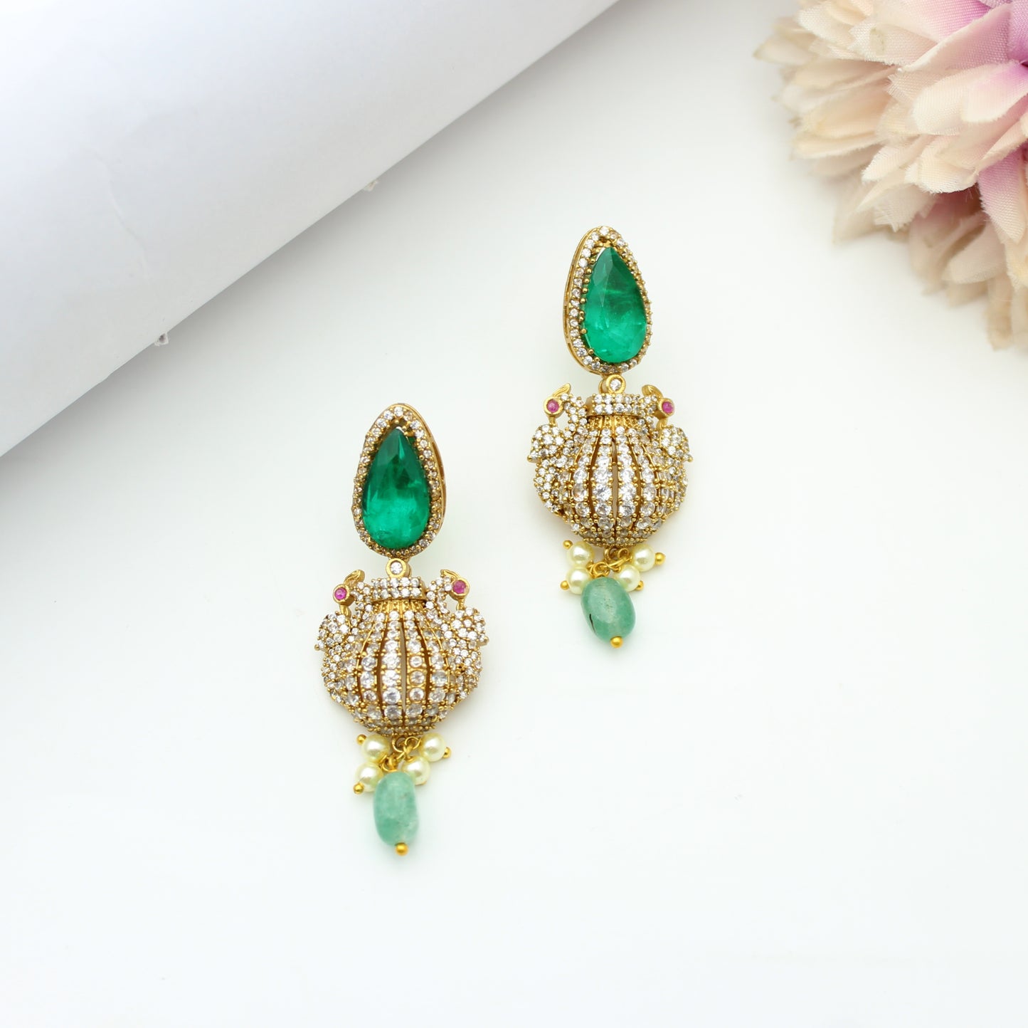 Moissanite Green Earrings