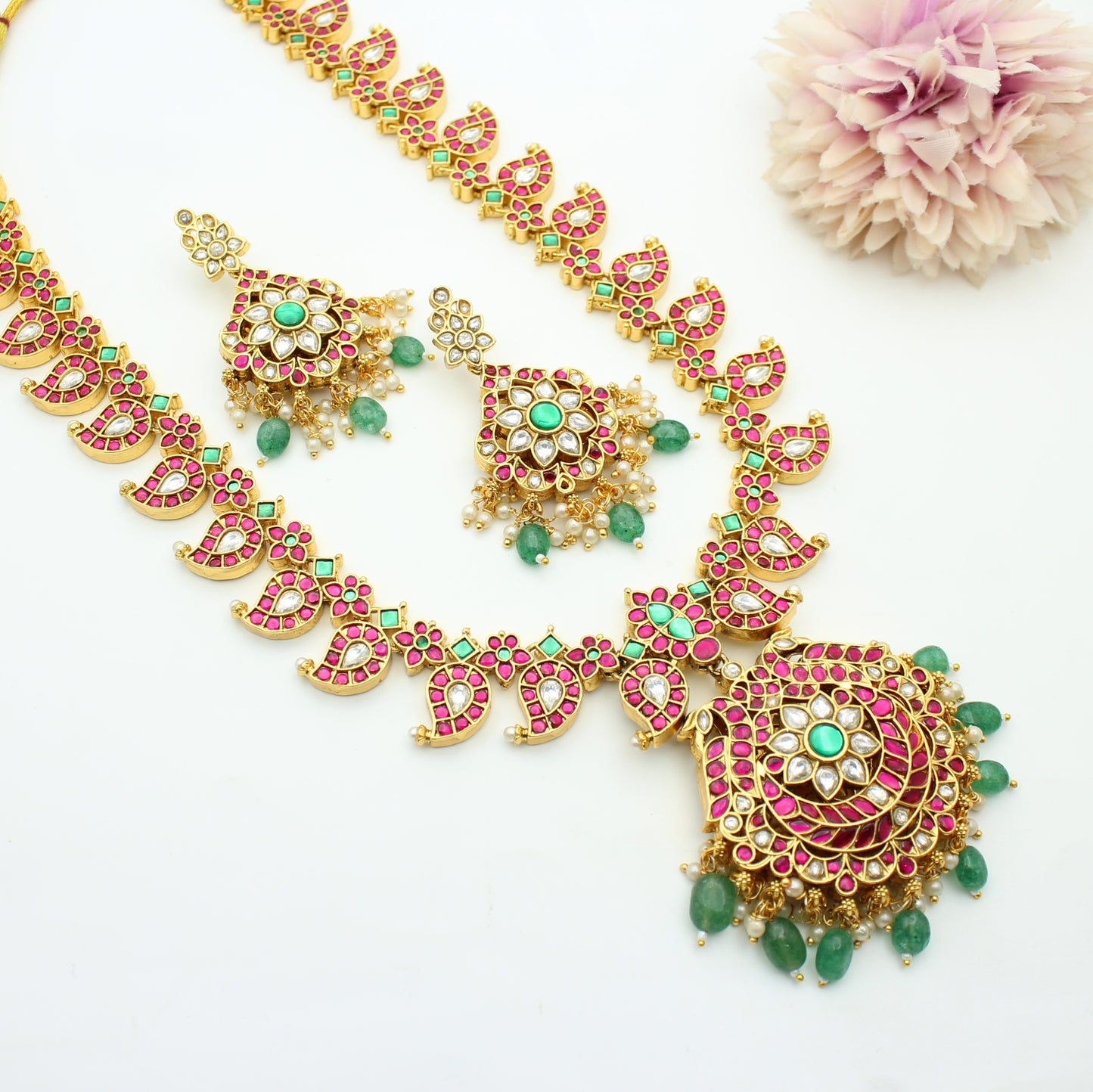Jadau Mango 2 In 1 Long Necklace Set