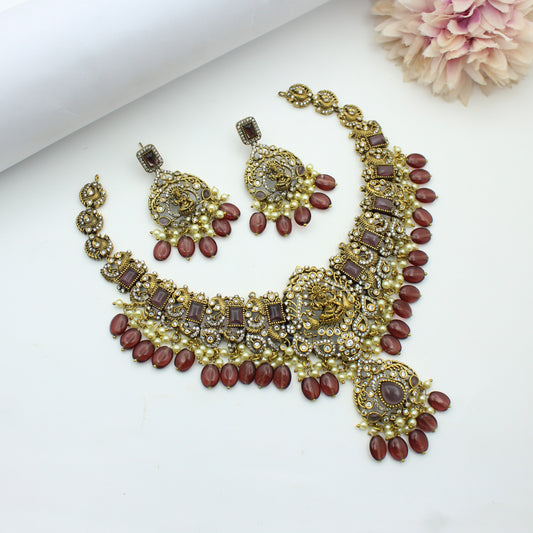 Victorian Necklace Set Red