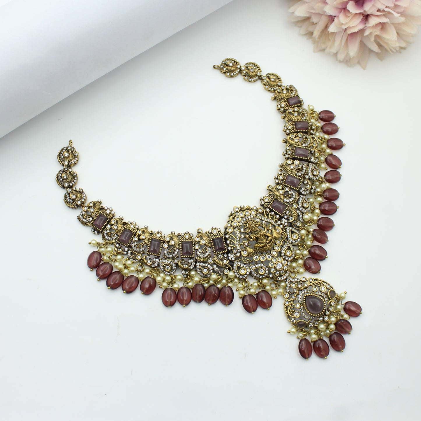 Victorian Necklace Set Red