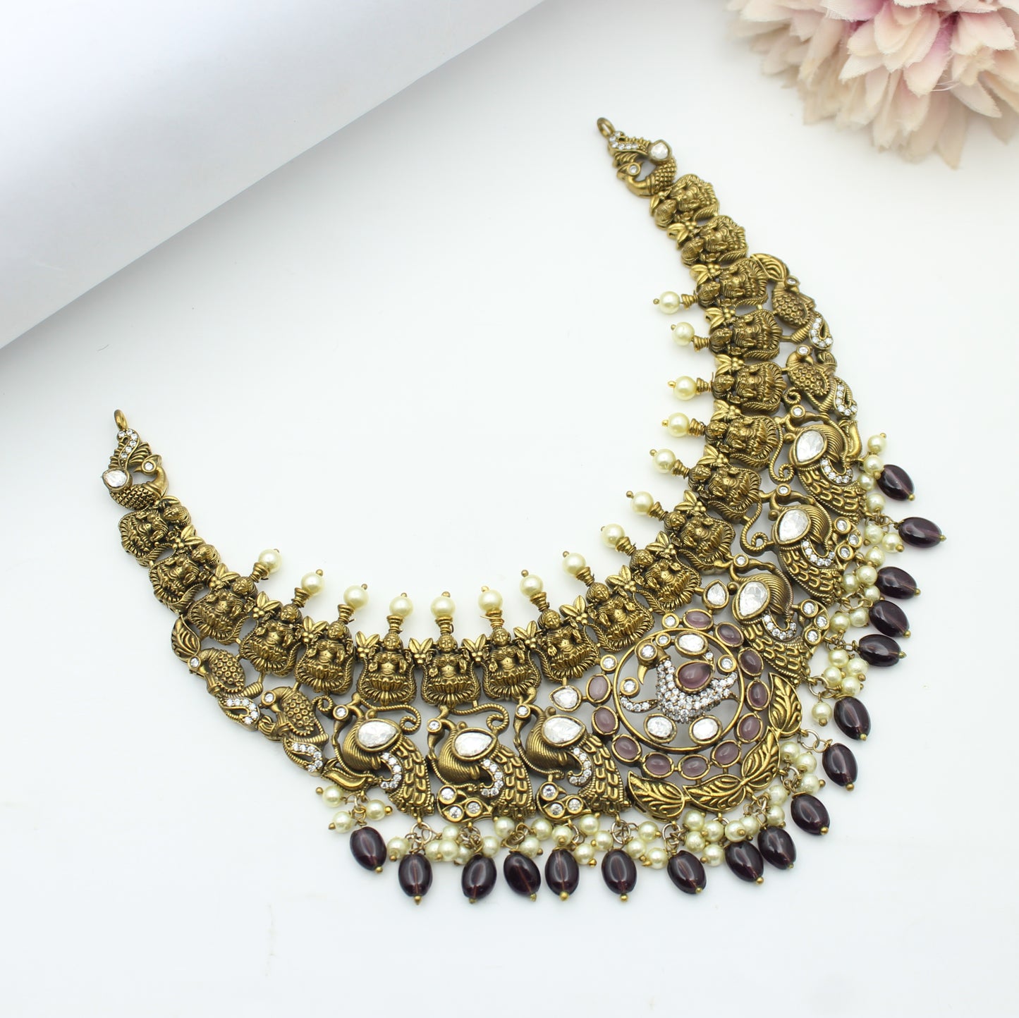Victorian Peacock Laxmi Short Necklace Purple