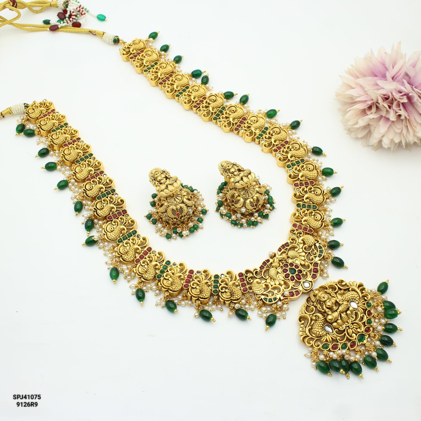 Nakshi Laxmi Peacock Long Necklace Set Multi