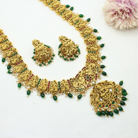 Nakshi Laxmi Peacock Long Necklace Set Multi