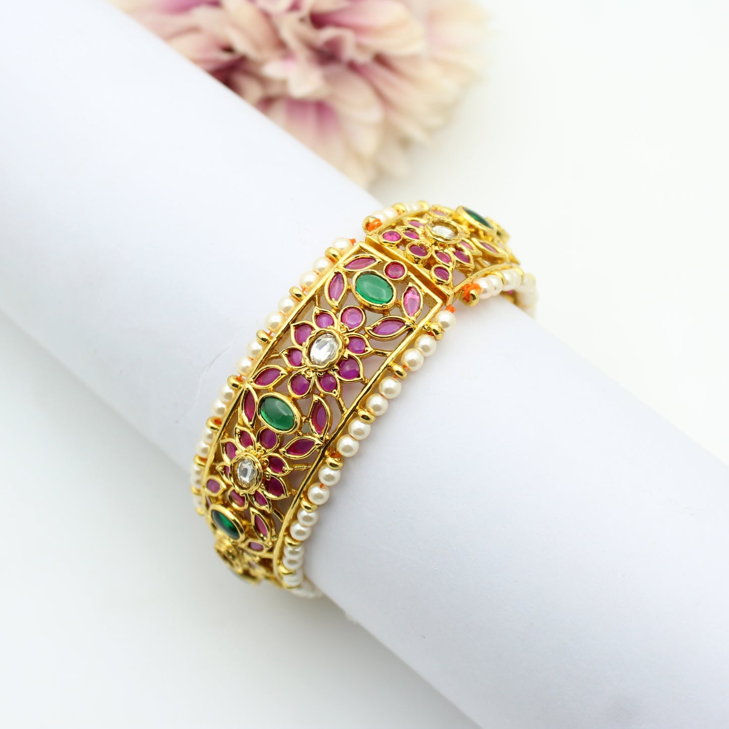 Multi Stone Single Piece Bangle