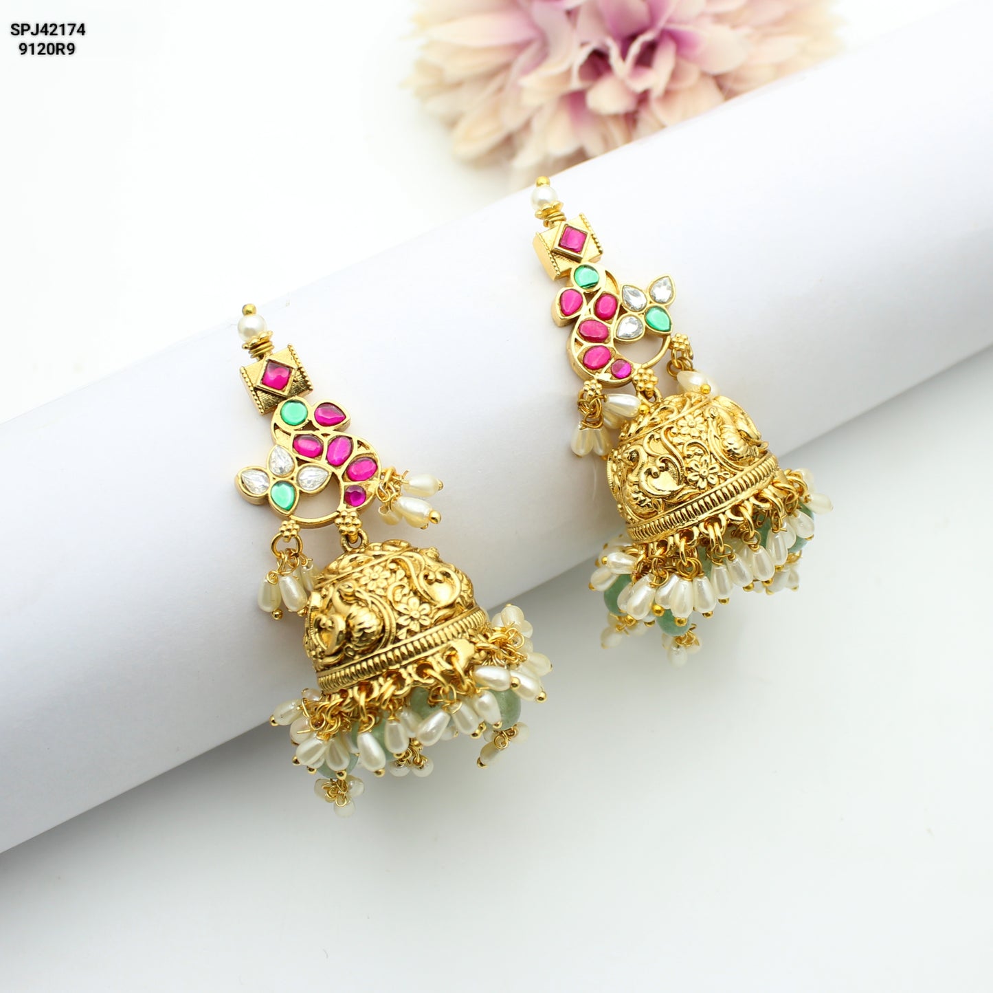 Jadau Nakshi Peacock Jhumki
