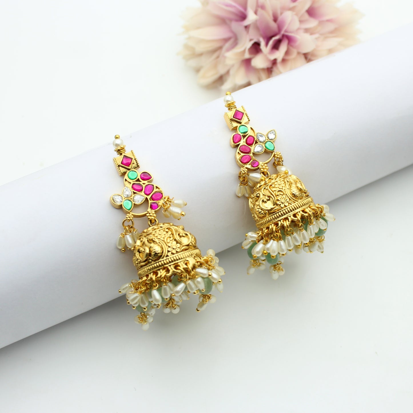 Jadau Nakshi Peacock Jhumki