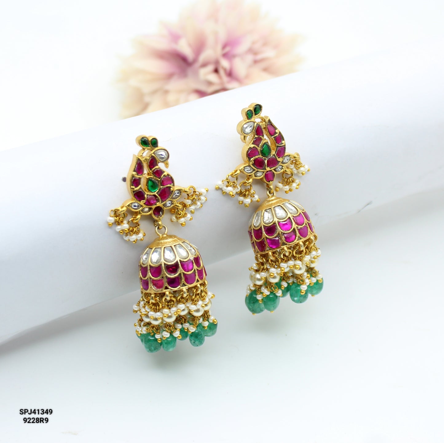 Jadau Peacock Jhumki