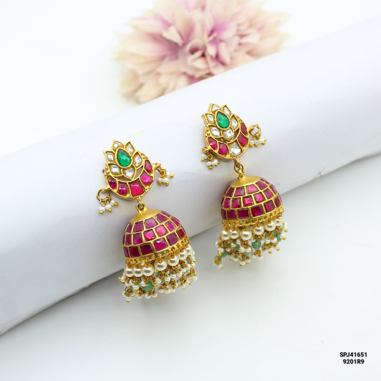Jadau Jhumki With Screw Back