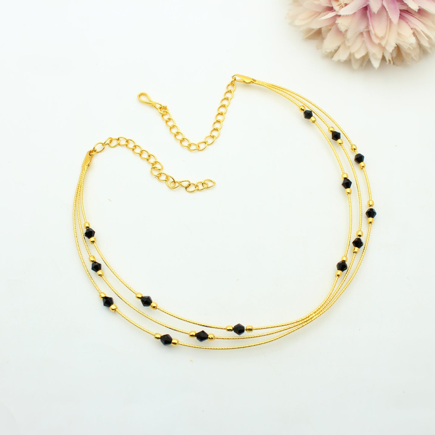 42209 Black Beads Kante (14.5 Inches)