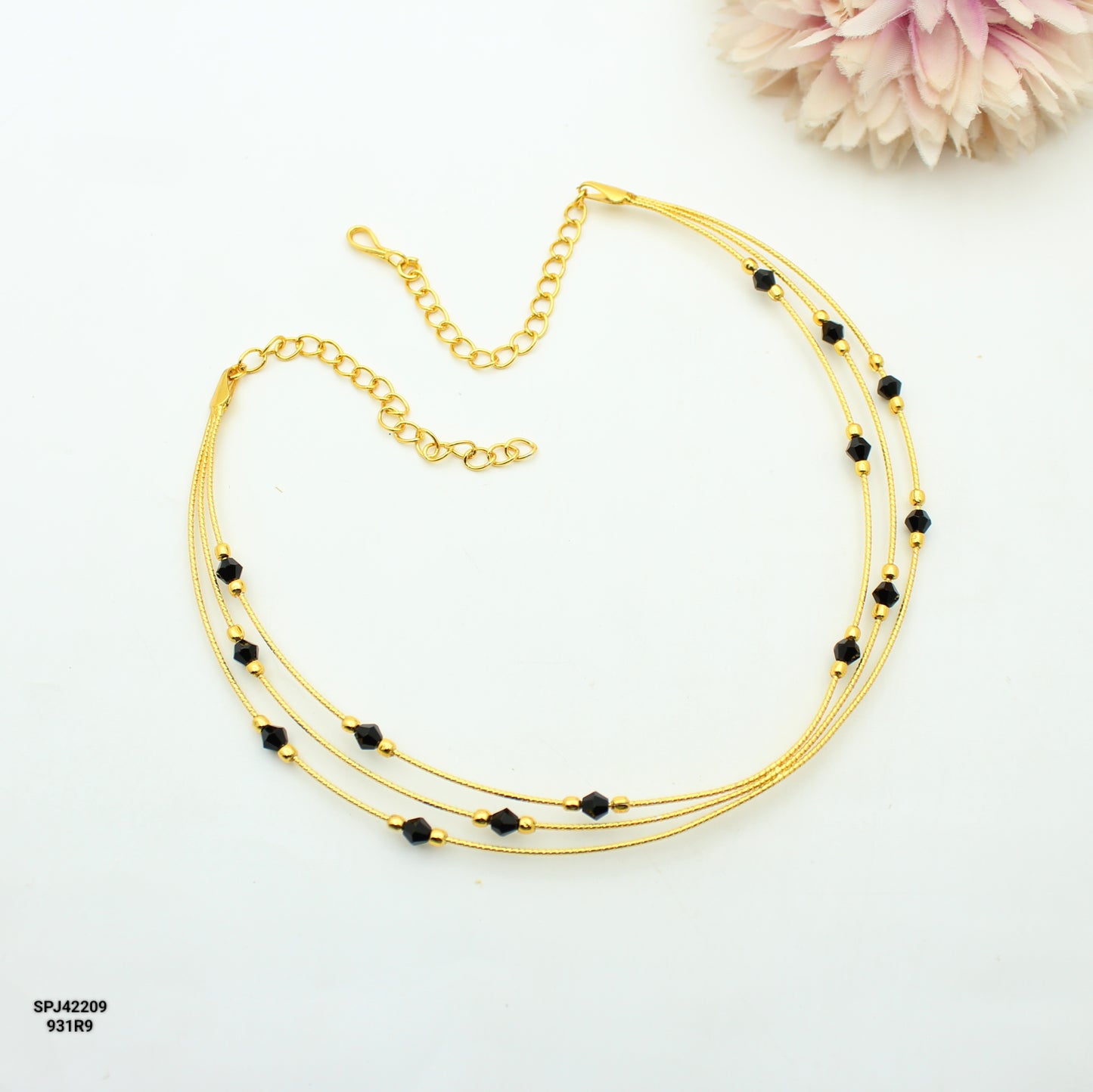 42209 Black Beads Kante (14.5 Inches)