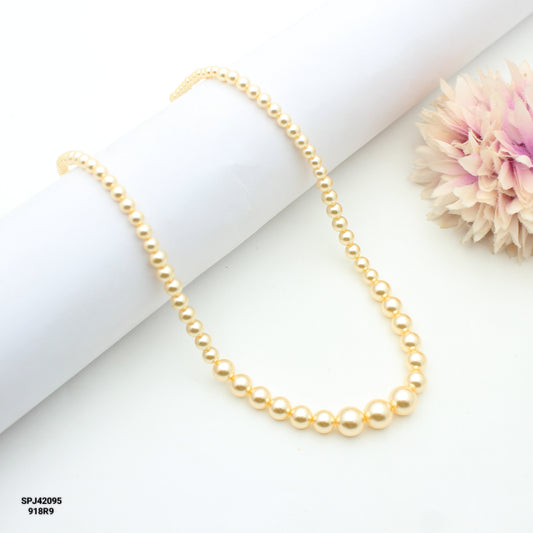 42095 Single Line Swarovski Pearls Mala (8.4 Inches)