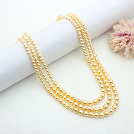 42123 3 Lines Swarovski Pearls Mala (11 Inches)