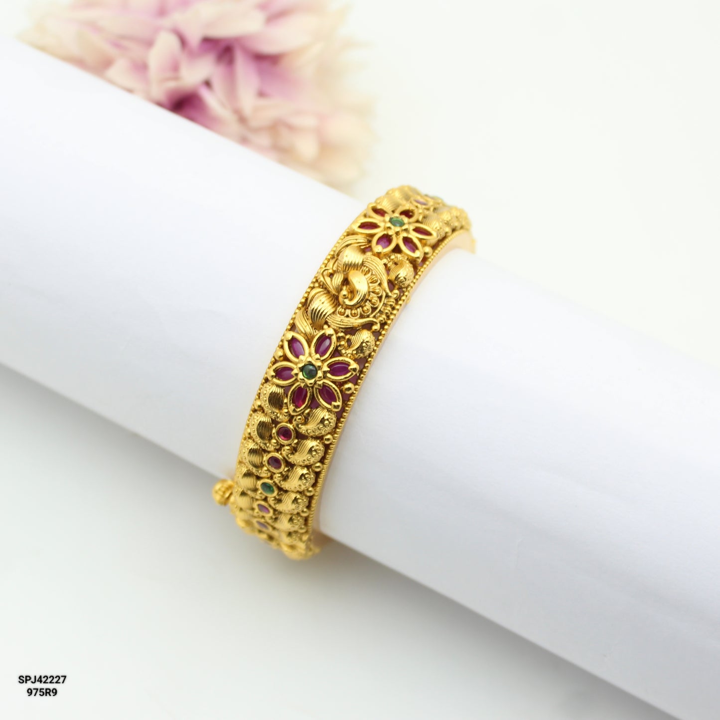 42227 Nakshi Multi Flower Openable Bangles 1Pc