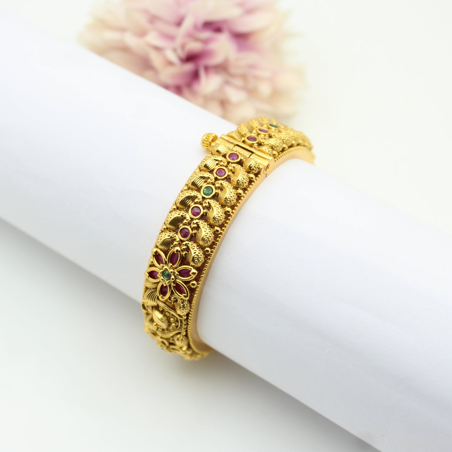 42227 Nakshi Multi Flower Openable Bangles 1Pc