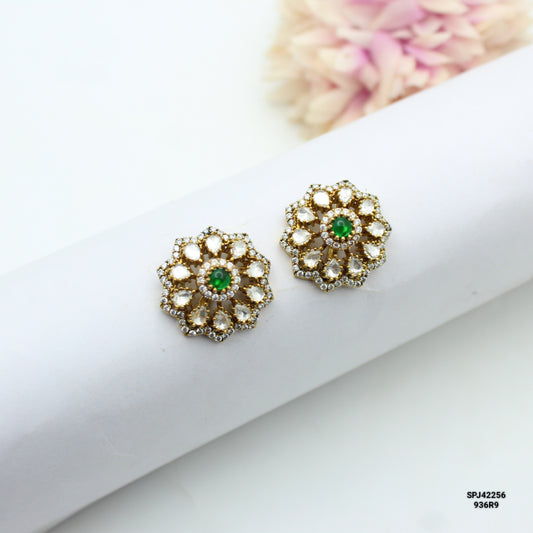 42256 Moissanite Victorian Green stones studs