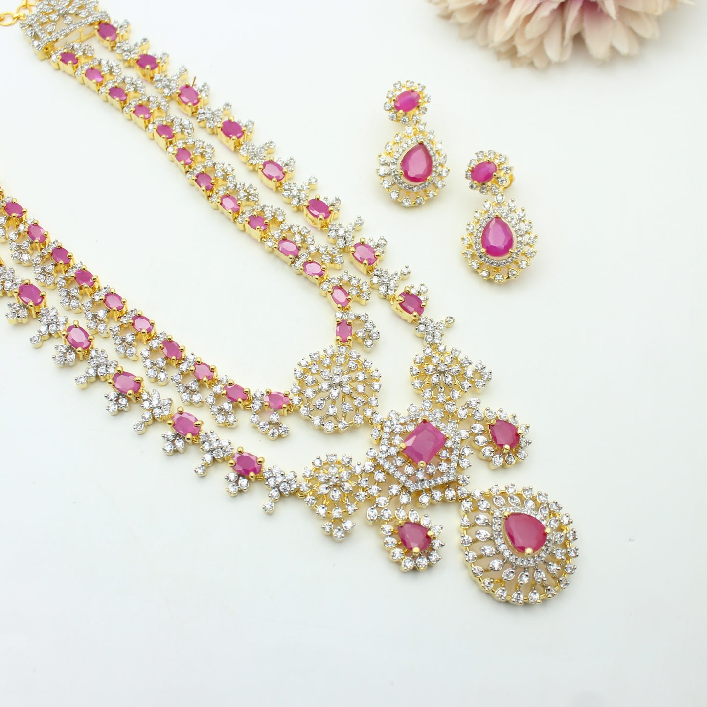 42233 GJ Ruby 2 Layers Necklace