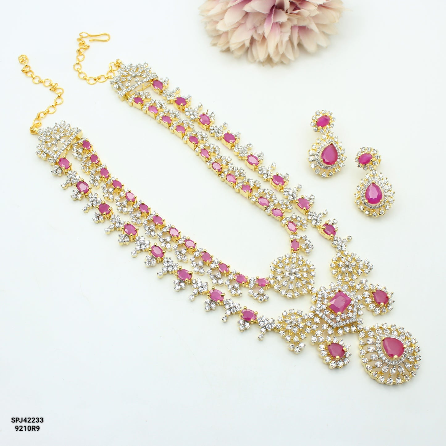 42233 GJ Ruby 2 Layers Necklace