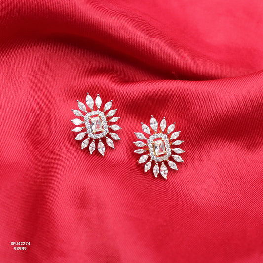 42274 Diamond Look Earrings Screw Back