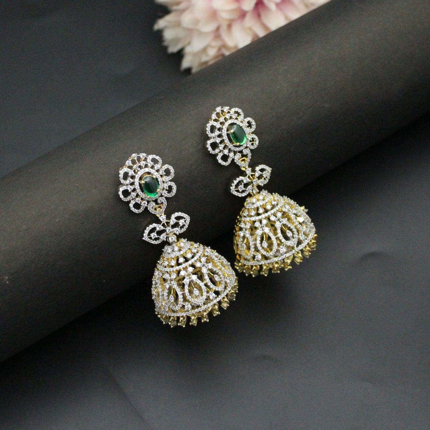 42300 Diamond Green Jhumkas
