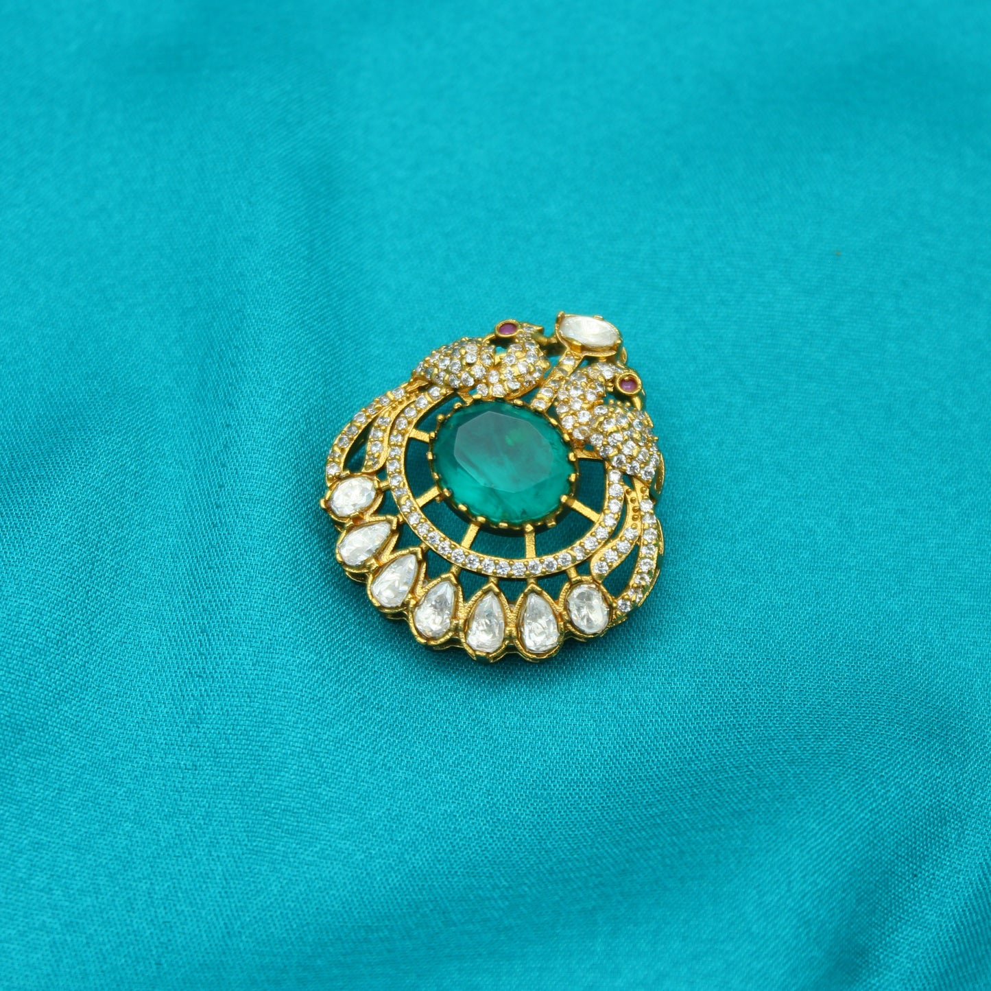 42294 Victorian Moissanite Cyan Pendant Set