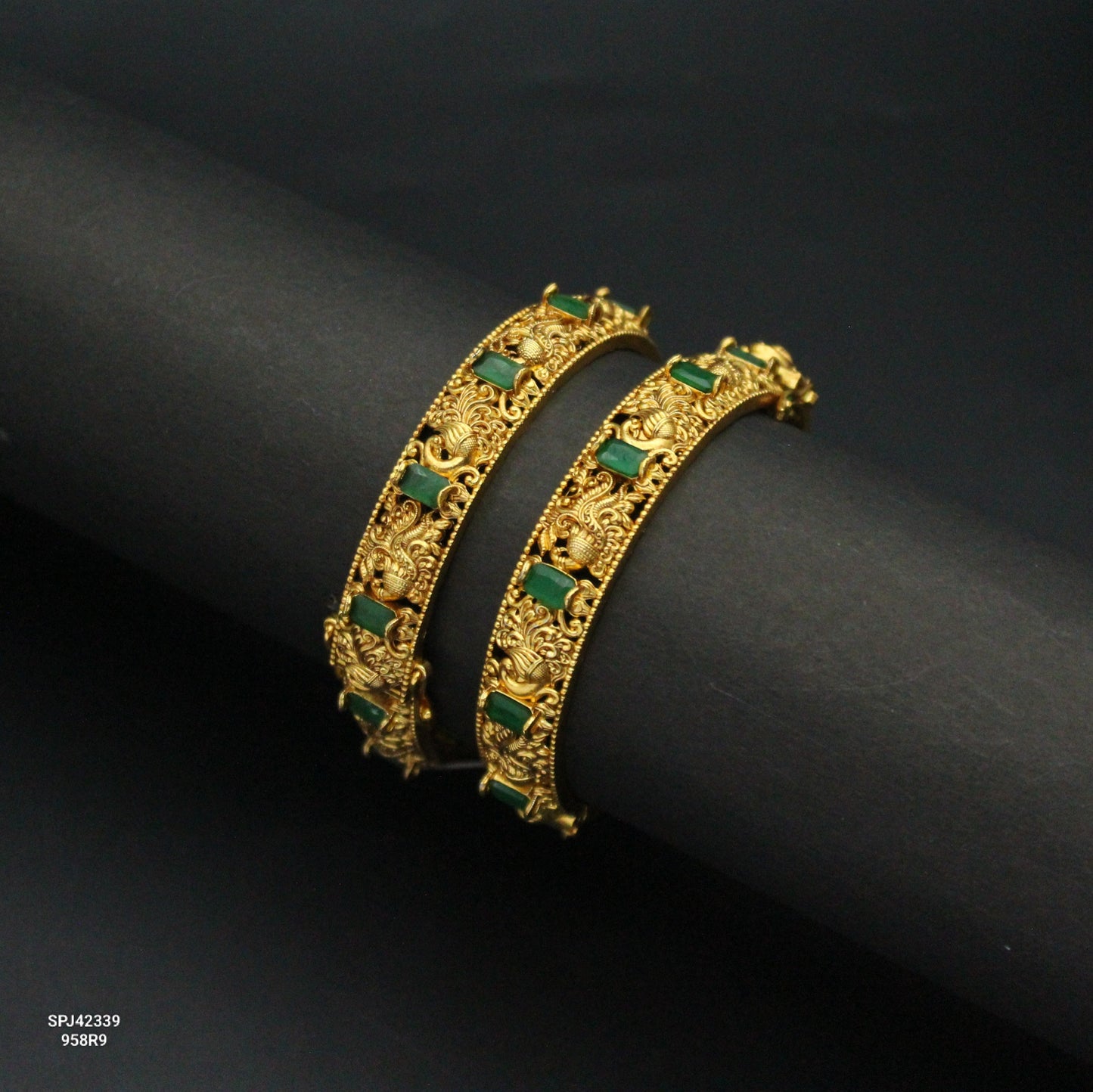 42339 Gold replica peacock design openable bangles