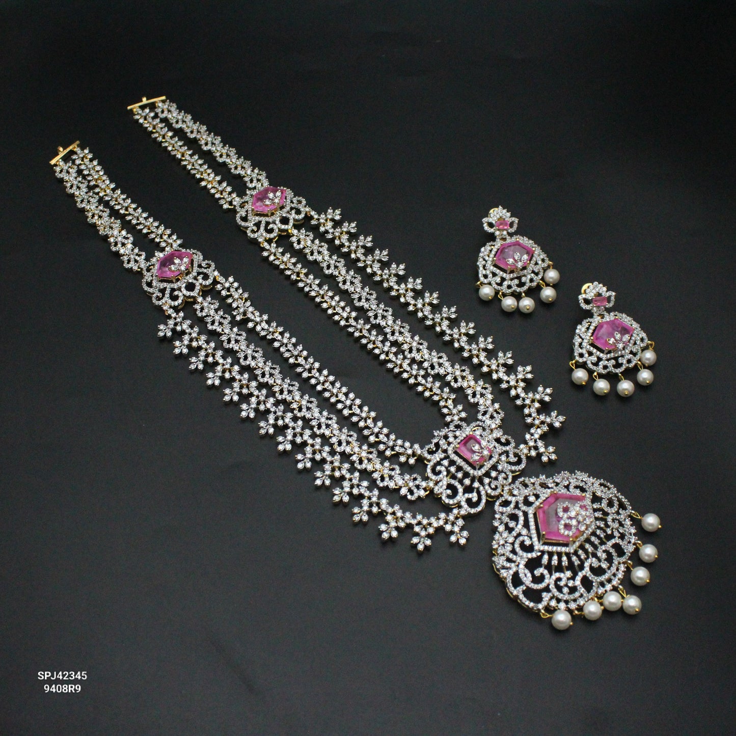 42345 GJ Mint Pink Layers Necklace