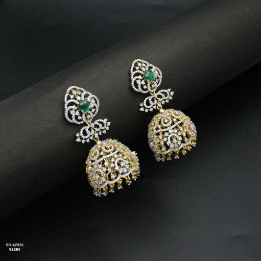 42326 GJ green stone jhumki