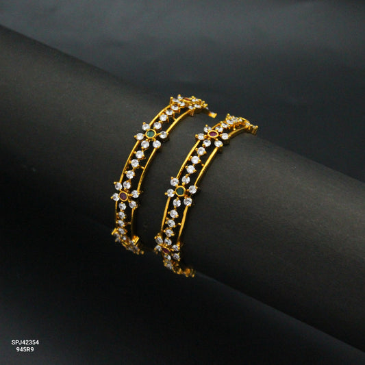 42354 CZ Flower Design Multi Bangles