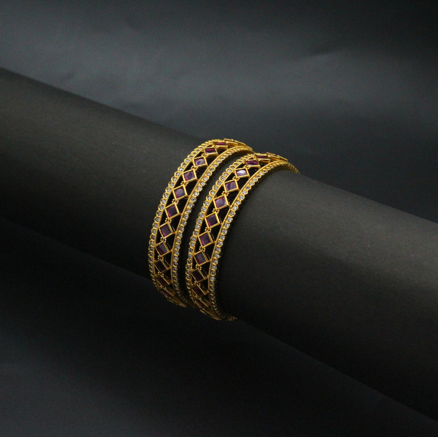 Ruby Bangles With Diamond Accents