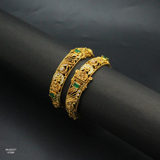 42377 Nakshi Laxmi Openable Emerald Bangles