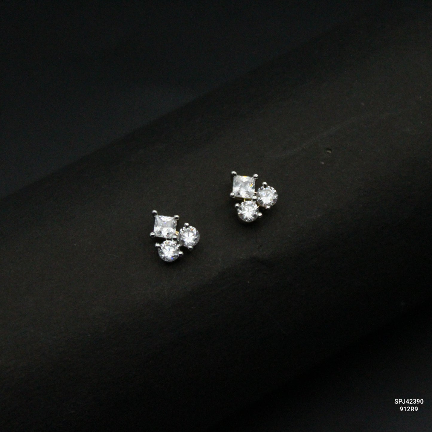 Real Diamond Look Small Studs With Push Back