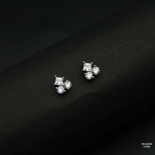 Real Diamond Look Small Studs With Push Back