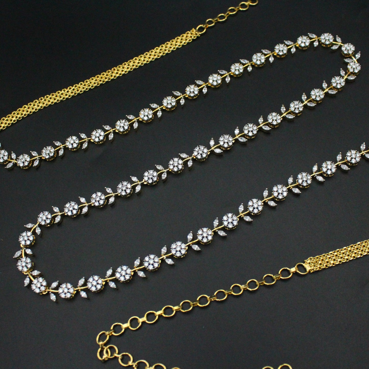 42398 Diamond Look Floral Chain Vaddanam