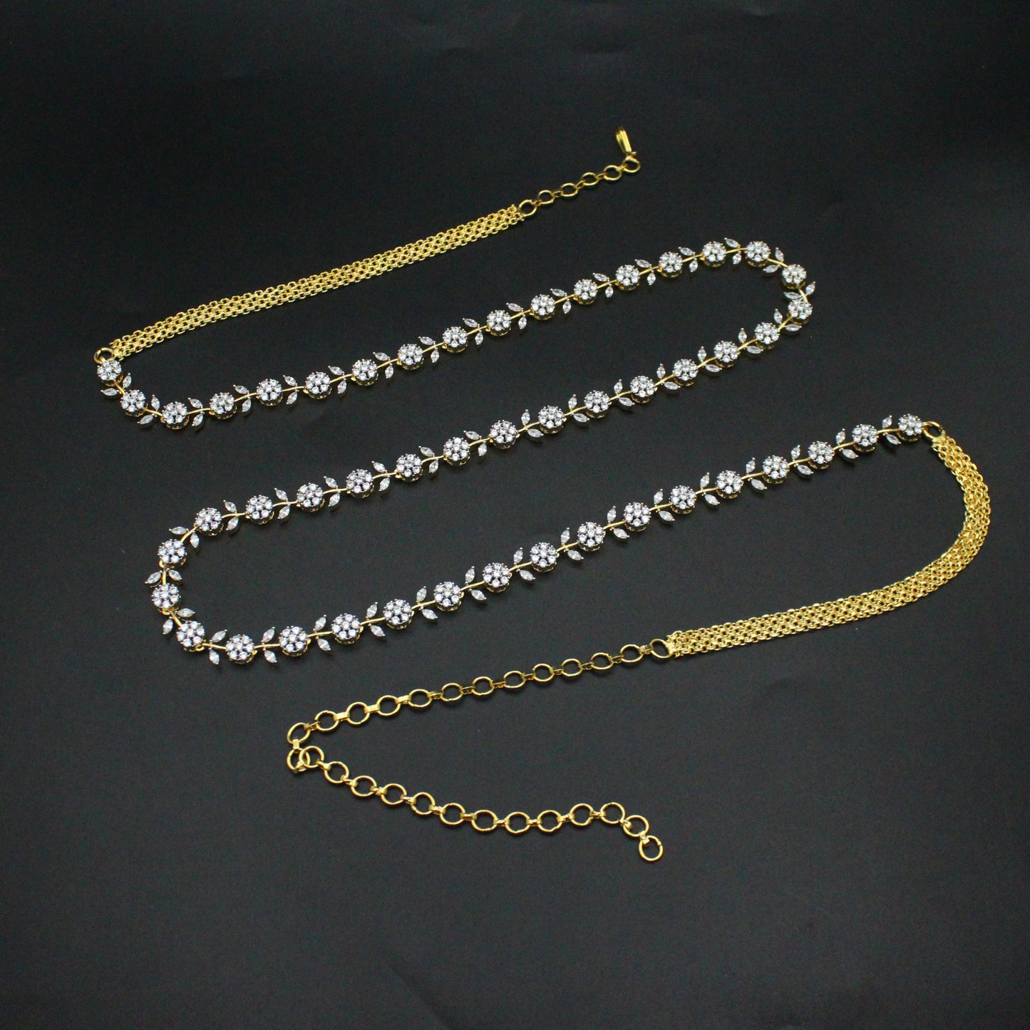 42398 Diamond Look Floral Chain Vaddanam