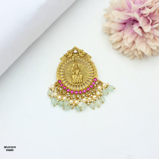 31819 Jadau Laxmi Locket With Openable Hook