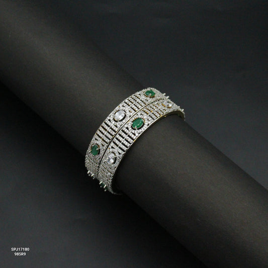 GJ/ Diamond Look Bangles with oval stones