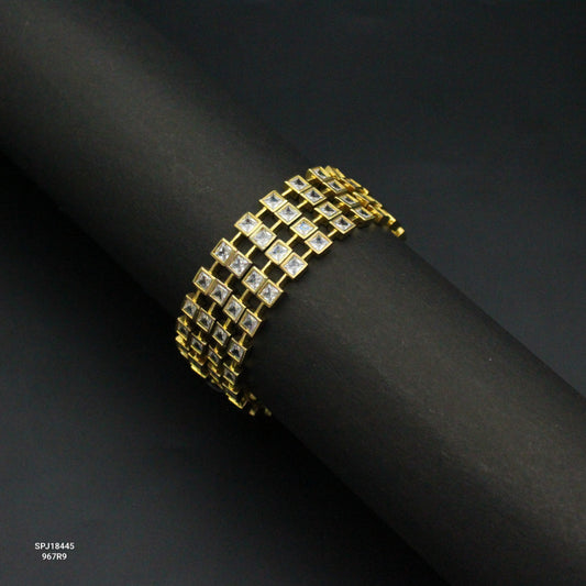 18445 GJ Diamond Square Stones Design Bangles 4 Pieces