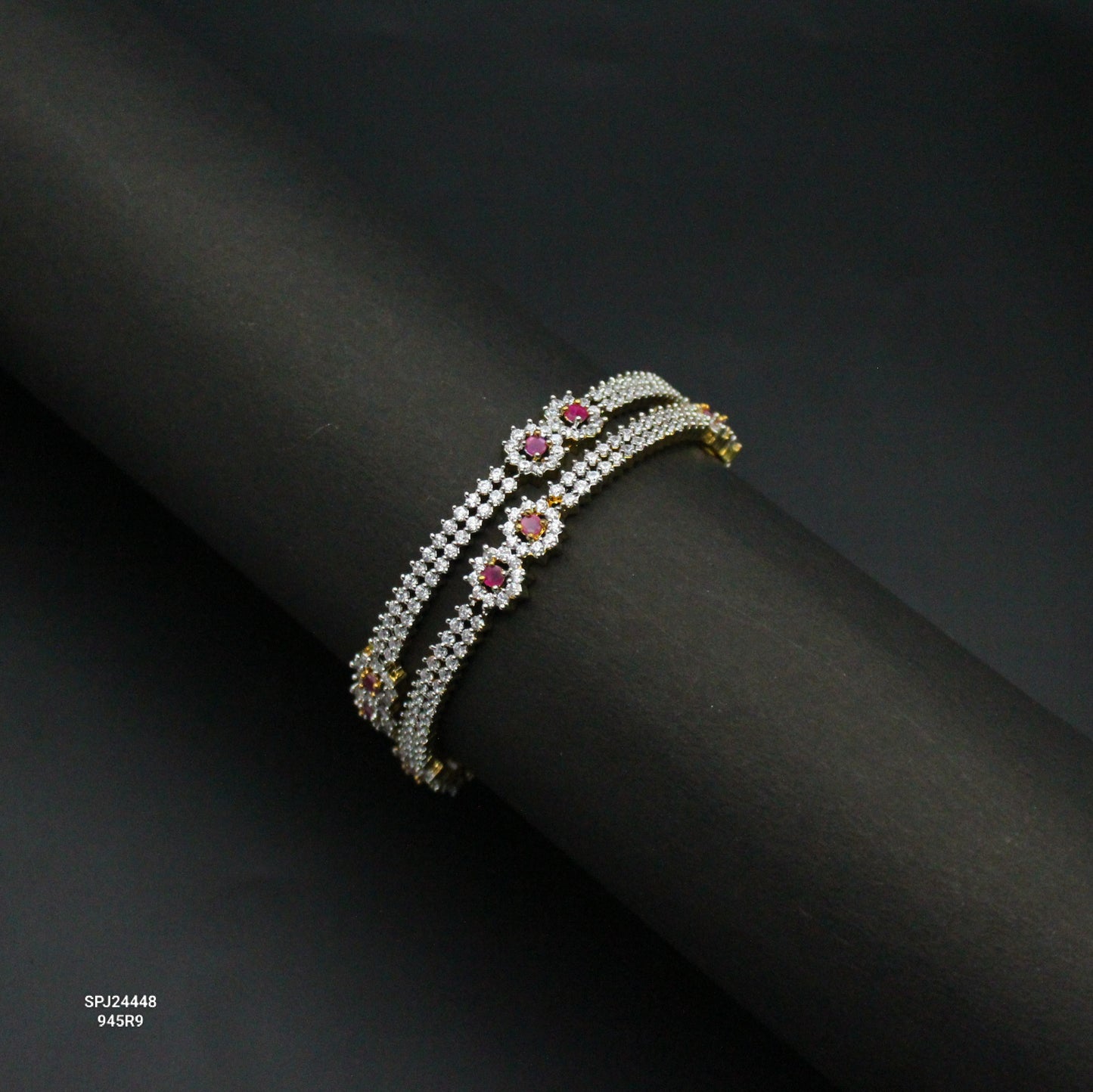 24448 Diamond Look Simple Ruby Bangles