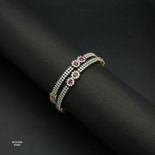 24448 Diamond Look Simple Ruby Bangles