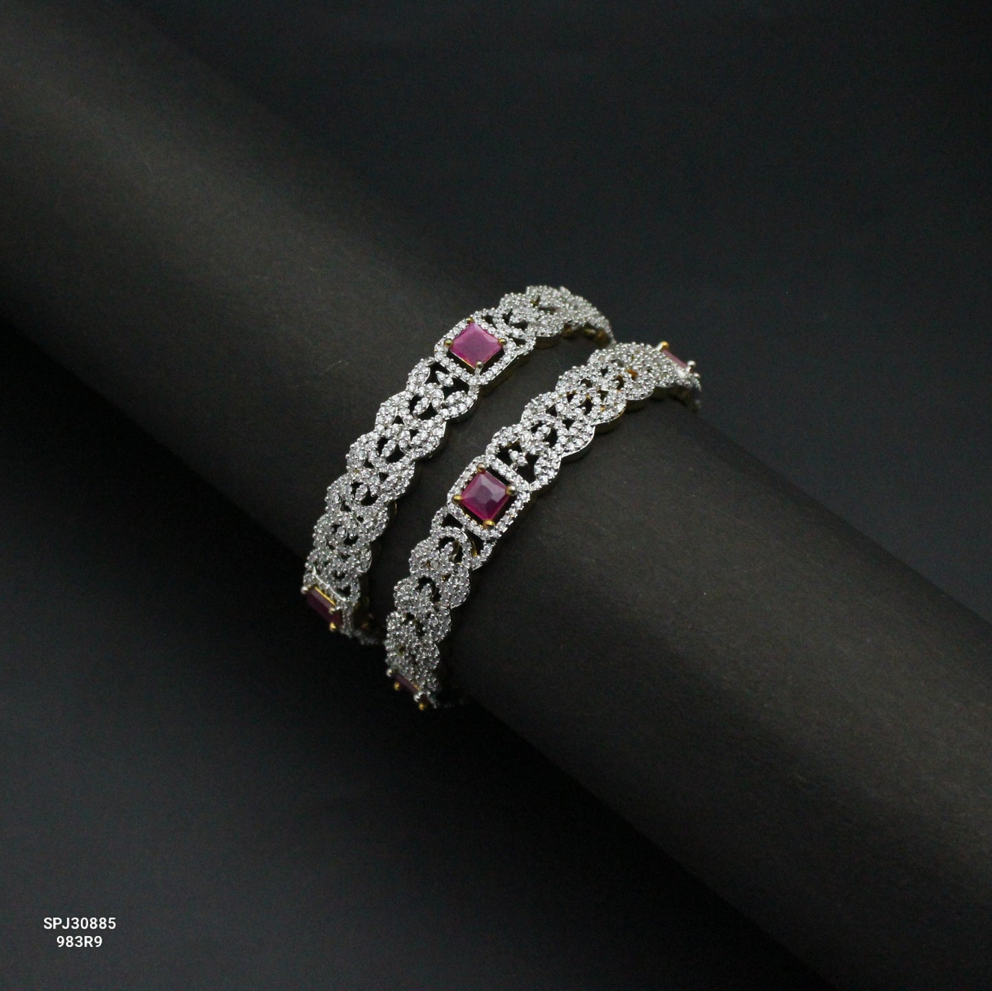 30885 GJ Square Stone Ruby Bangles 2'6