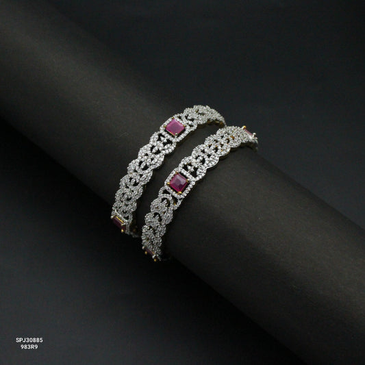30885 GJ Square Stone Ruby Bangles