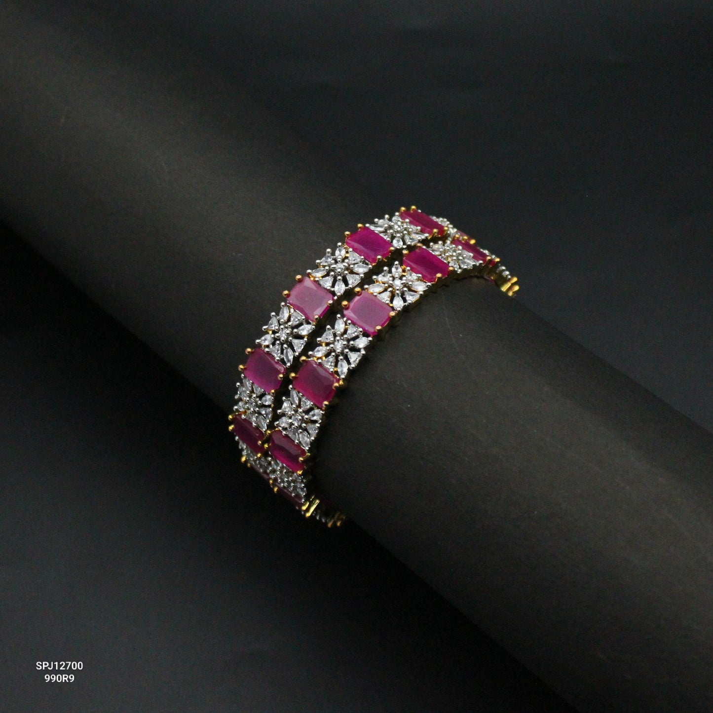 12700 GJ Ruby Floral Bangles 2'8