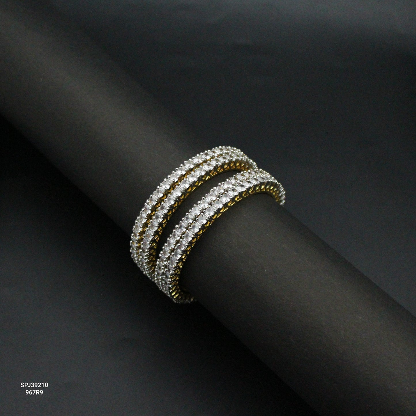 39210 Diamond Look Full White Bangles 4 Pieces
